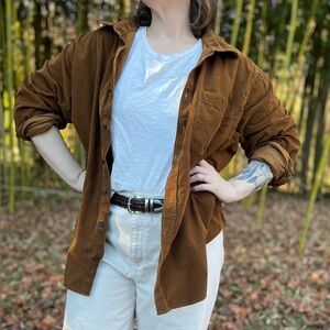 VINTAGE 100% COTTON BROWN CORDUROY SHACKET/SHIRT - SIZE 3XL